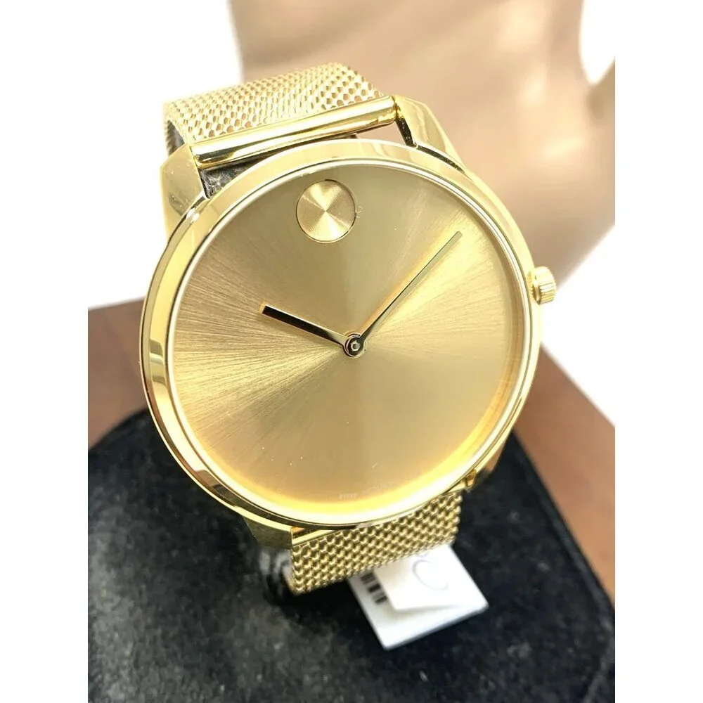 Movado Men's Watch 3600833 Bold Gold Dial Swiss Quartz Steel 42mm Mesh Band